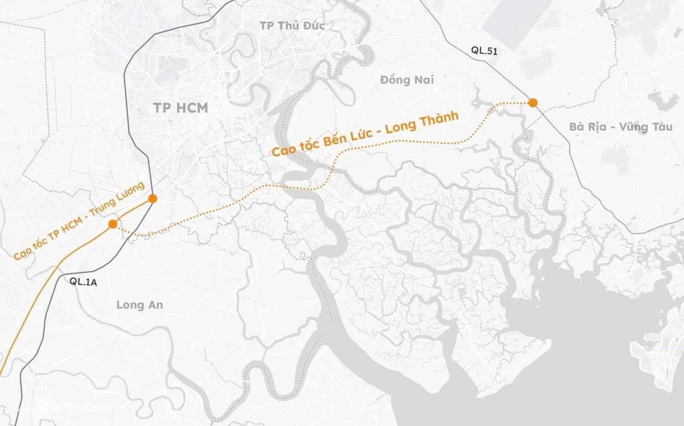Lộ trình tuyến cao tốc Bến Lức – Long Thành